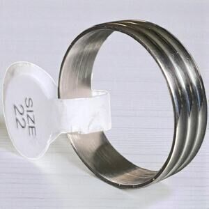 Silver Stainless Steel Ribbed Band Size 12.5